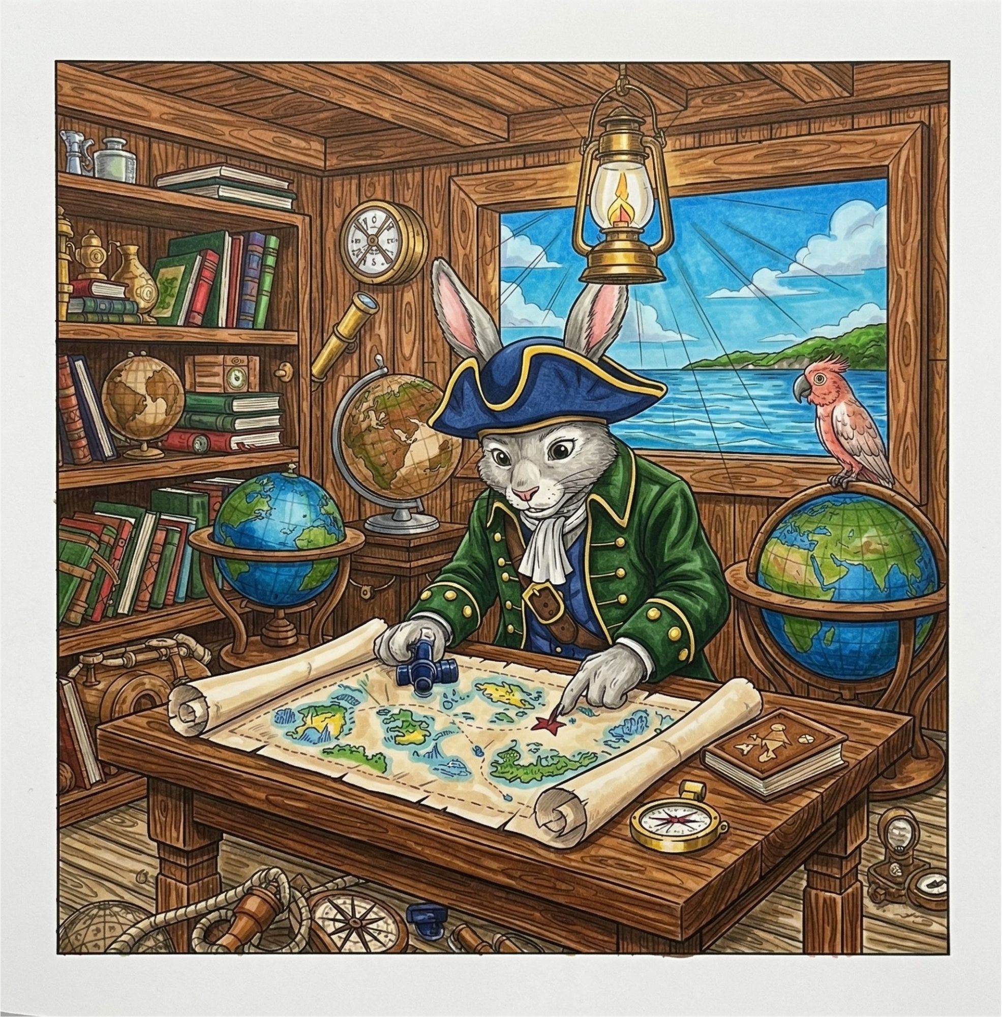 Lapin pirate colorié